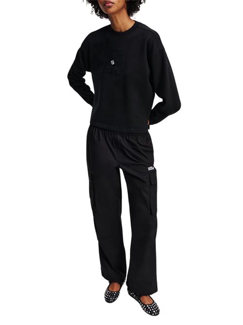 Felpa donna nera in cotone Karl Lagerfeld jeans | A2W20018999